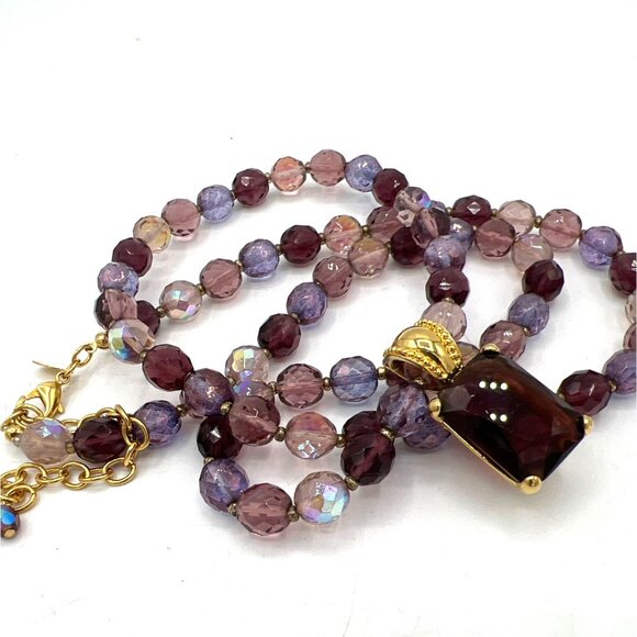 Joan Rivers 32" AB Purple LavenderGlass Bead Necklace Enhancer Amethyst Glass - Picture 11 of 12